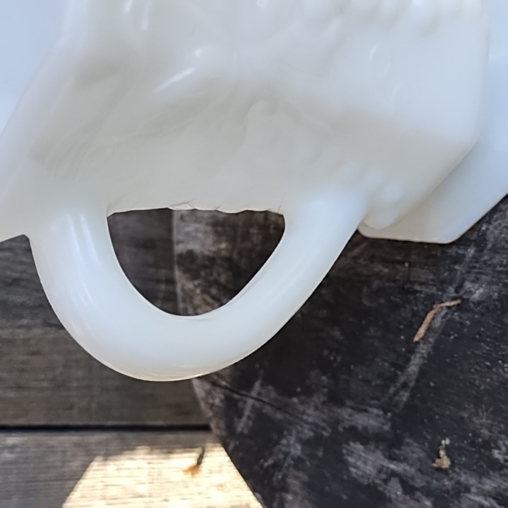 White Milk Glass Pitcher (Grape Design) - Picture 3 of 11